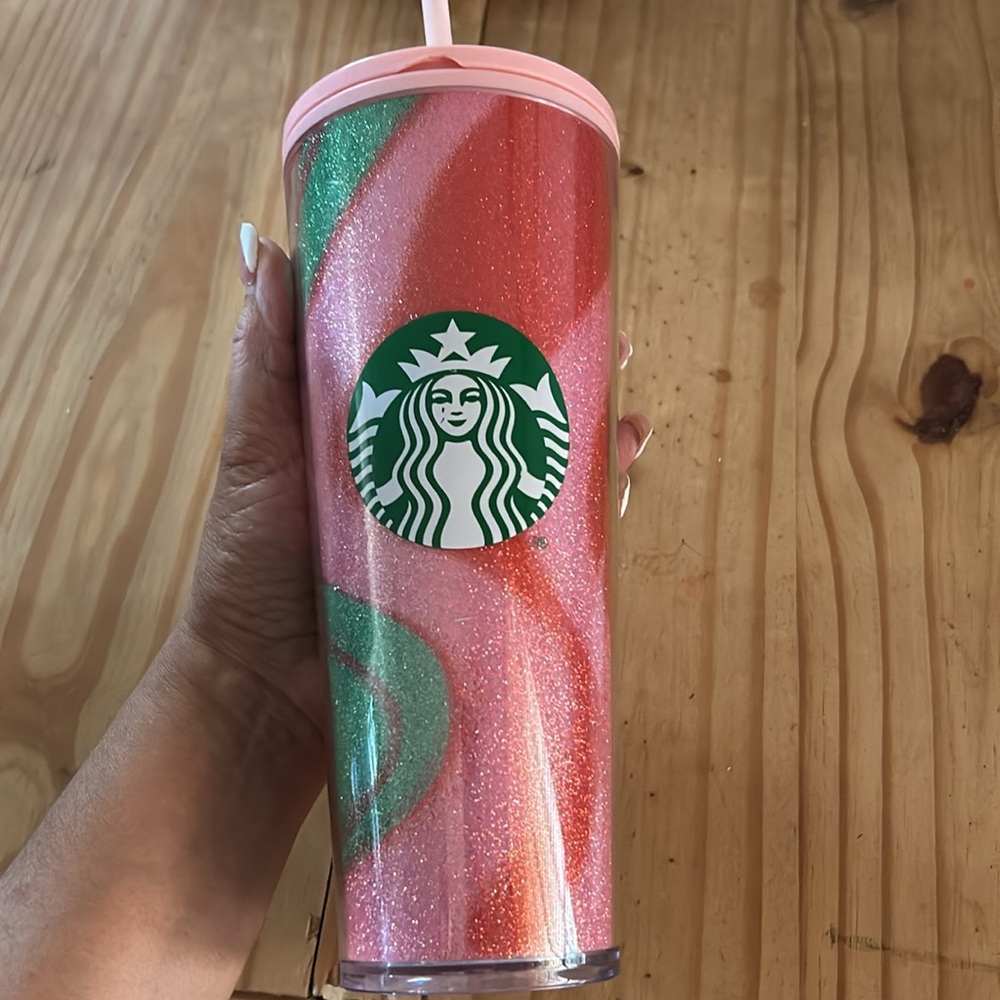 Starbucks glitter pink swirl cold cup